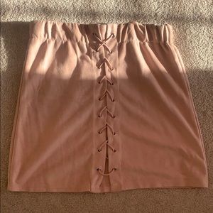 Soft light pink lace up skirt
